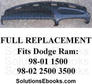1998 1999 2000 2001 Dodge ram 1500 Dashboard dash Top dashpad i-panel instrument upper abs plastic Replacement - 2002 2500 3500 top