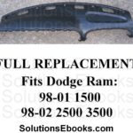 1998 1999 2000 2001 Dodge ram 1500 Dashboard dash Top dashpad i-panel instrument upper abs plastic Replacement - 2002 2500 3500 top